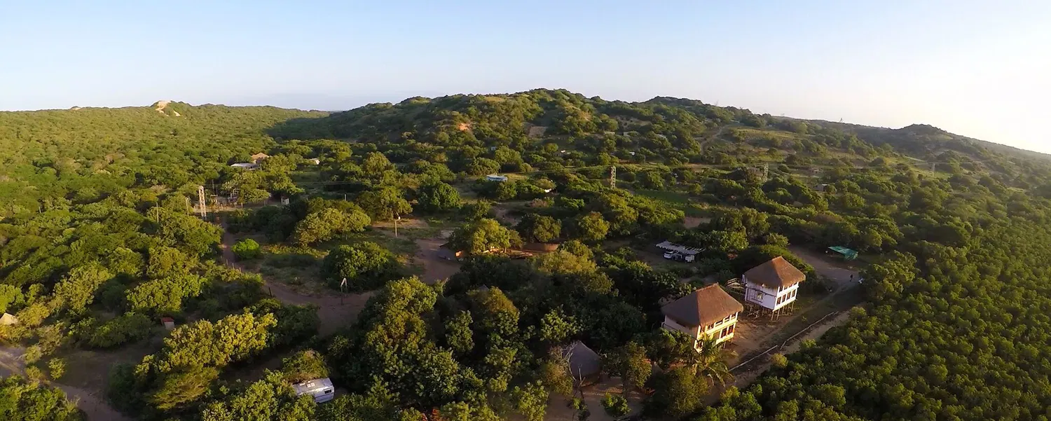 Aerial view of the camping area