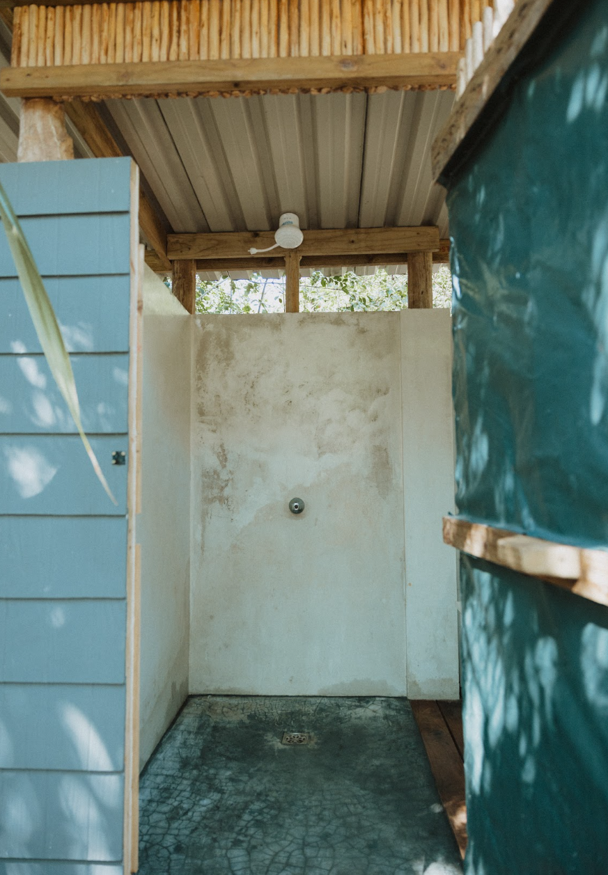 Open-air shower inside the private ablution