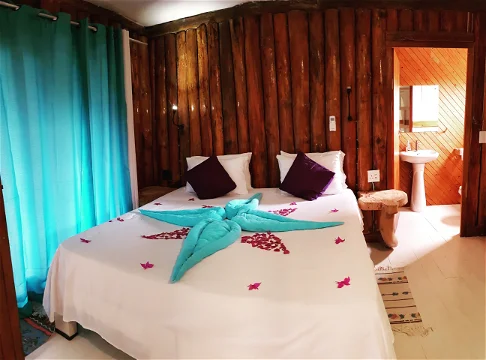 Bedroom with turquoise accents