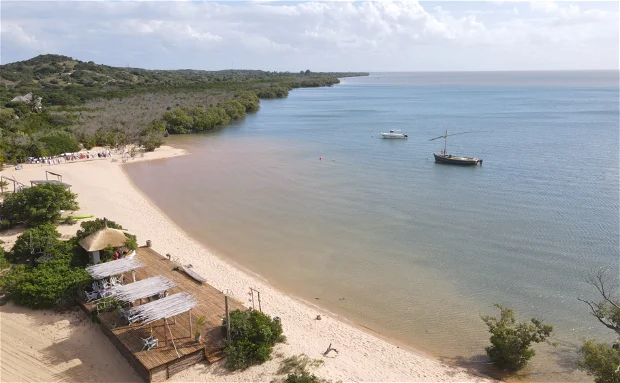 Wide empty beach and turquoise water at Santa Maria