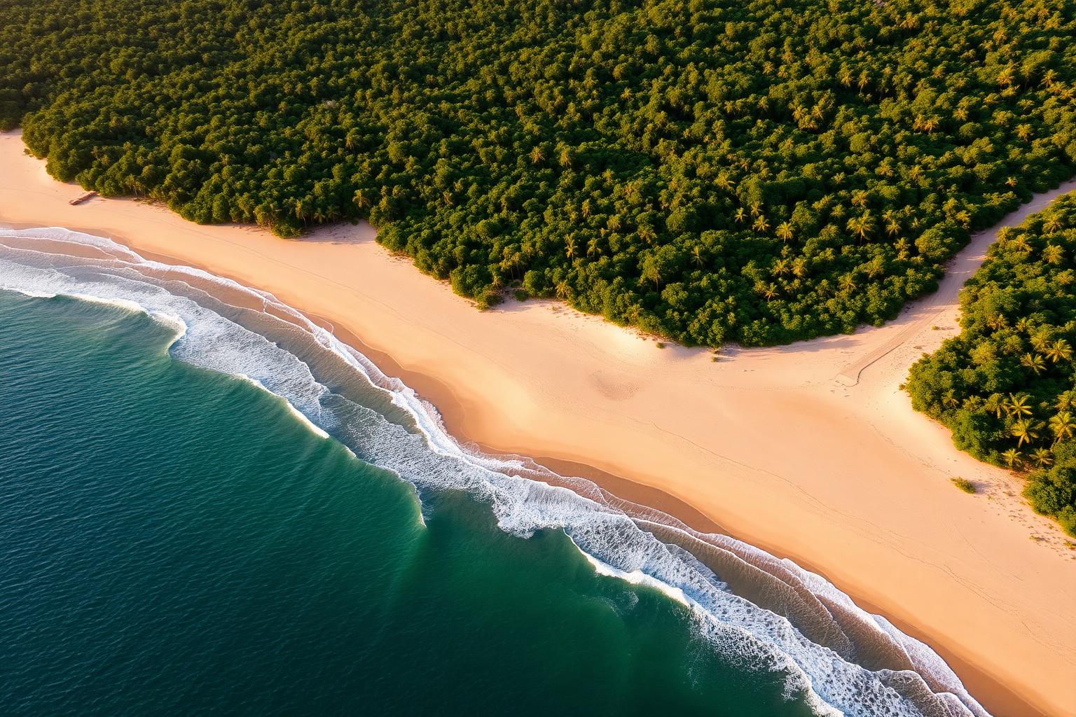 Wild empty beach and forested dunes of the Machangulo Peninsula
